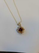 14KT Yellow Gold Diamond and Citrine Necklace