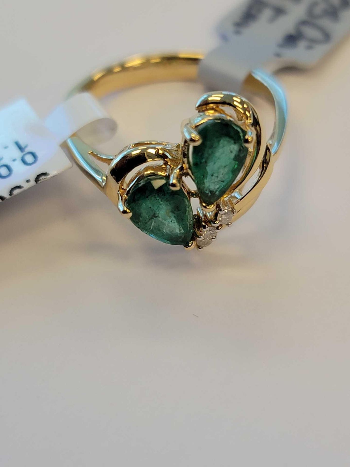 Natural Emerald and Diamond 18KT Gold - Image 2 of 4