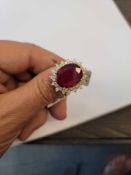 14 KT Yellow gold Diamond and Ruby Ring