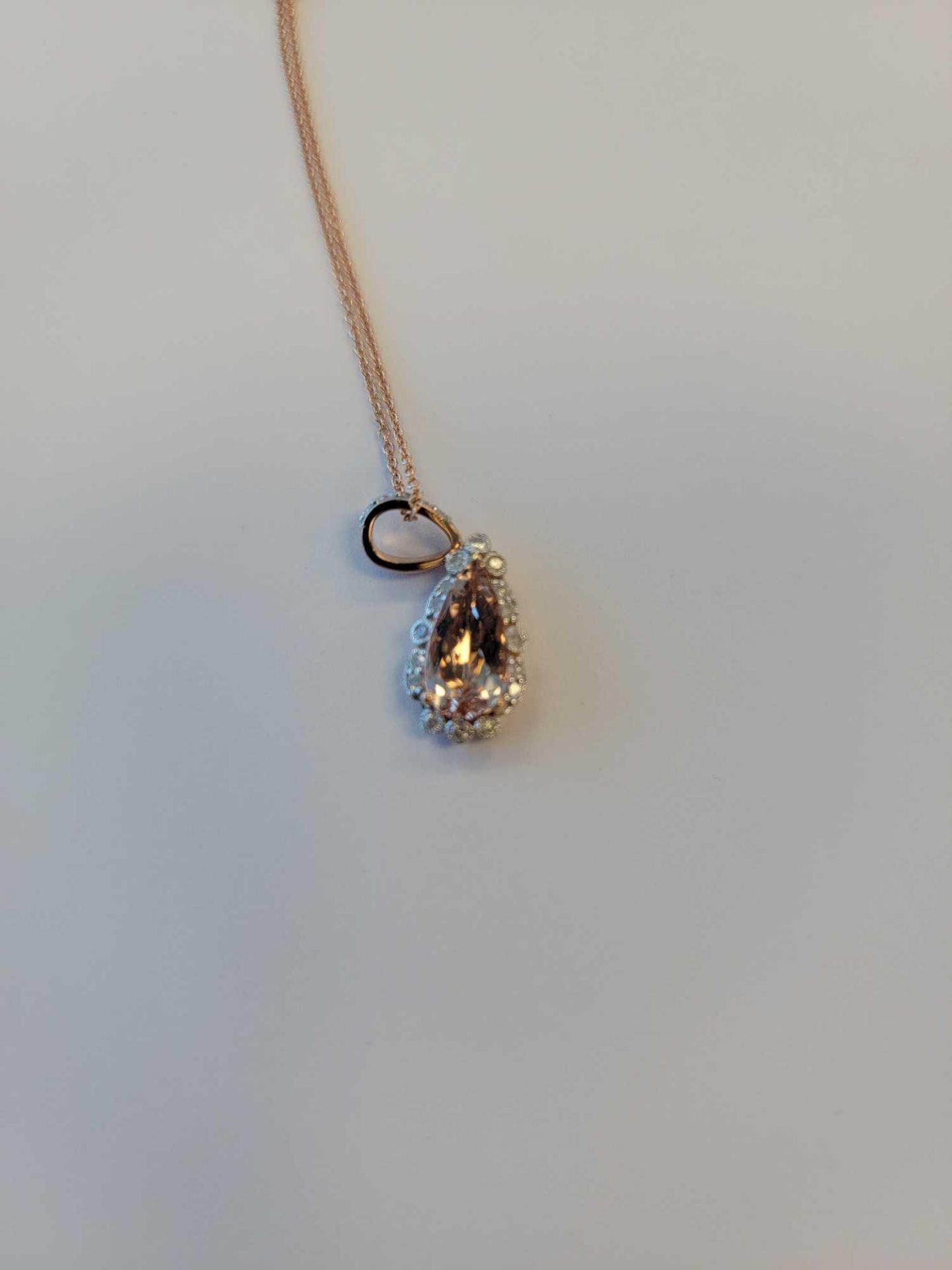 14KT Morganite and Diamond Pendant