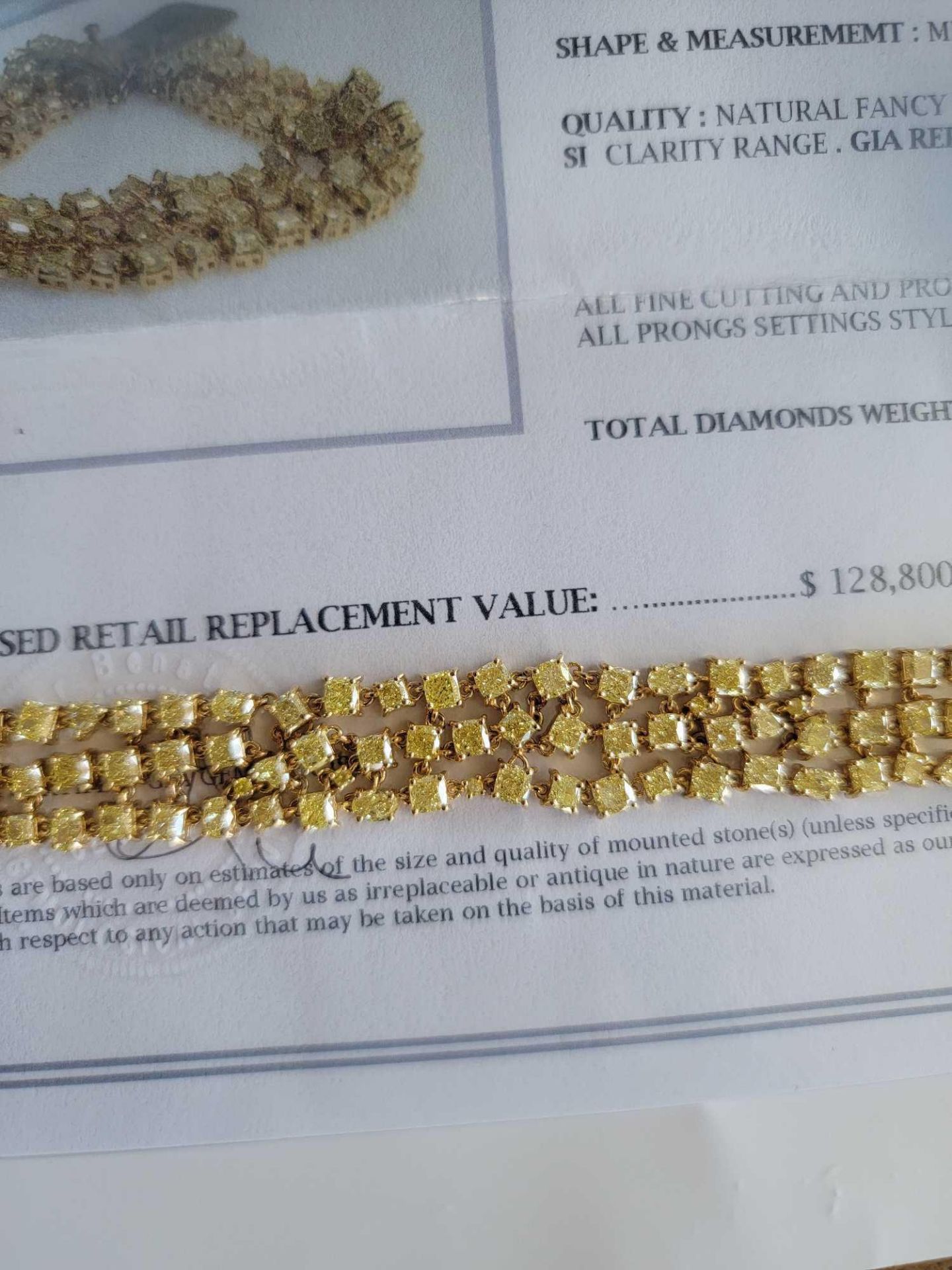 18KT Gold, 30 Carat Intense (canary) yellow diamond bracelet - Image 5 of 21