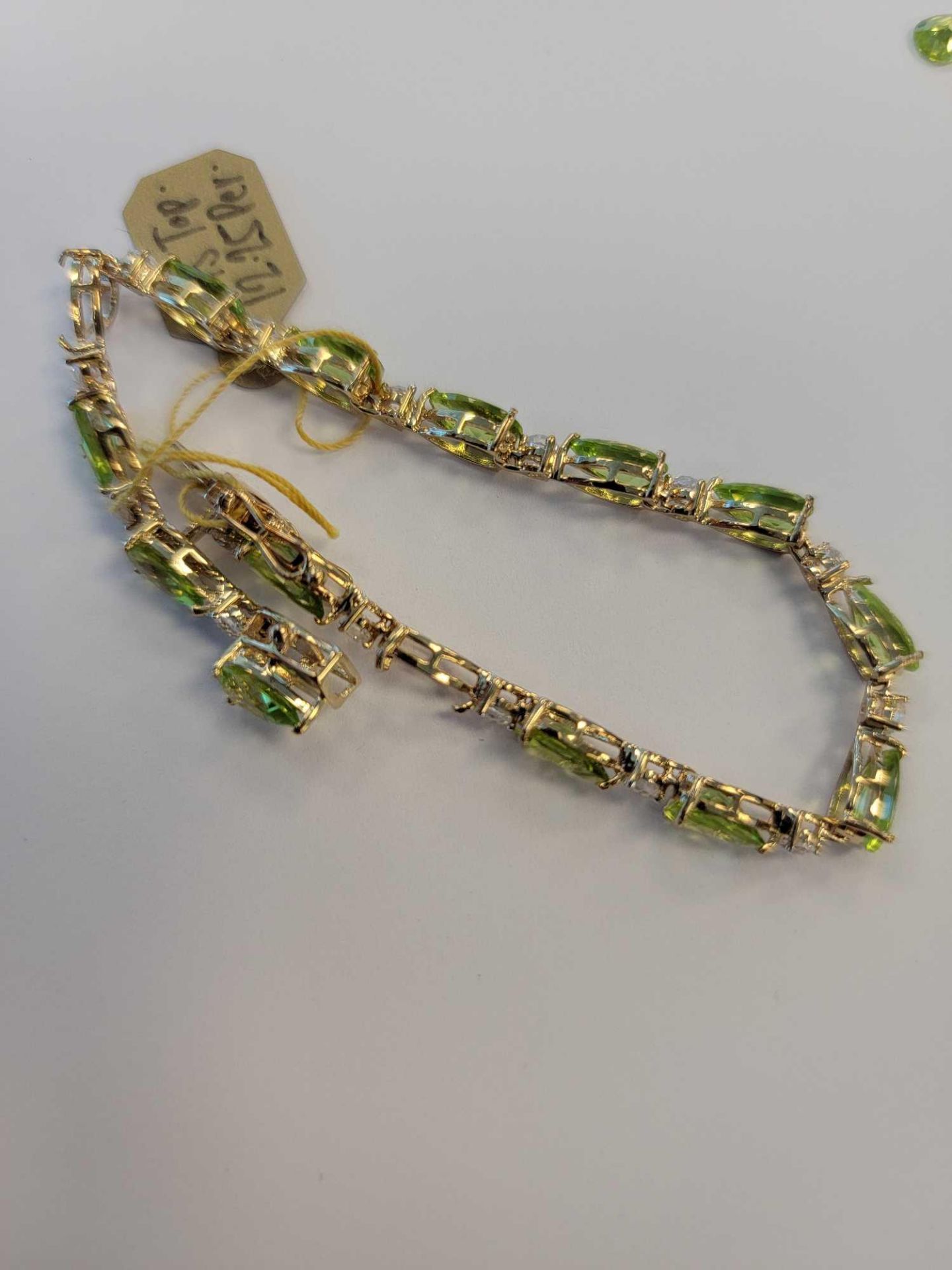 Sterling silvetr and white topaz bracelet with a few stones loose - Image 7 of 8