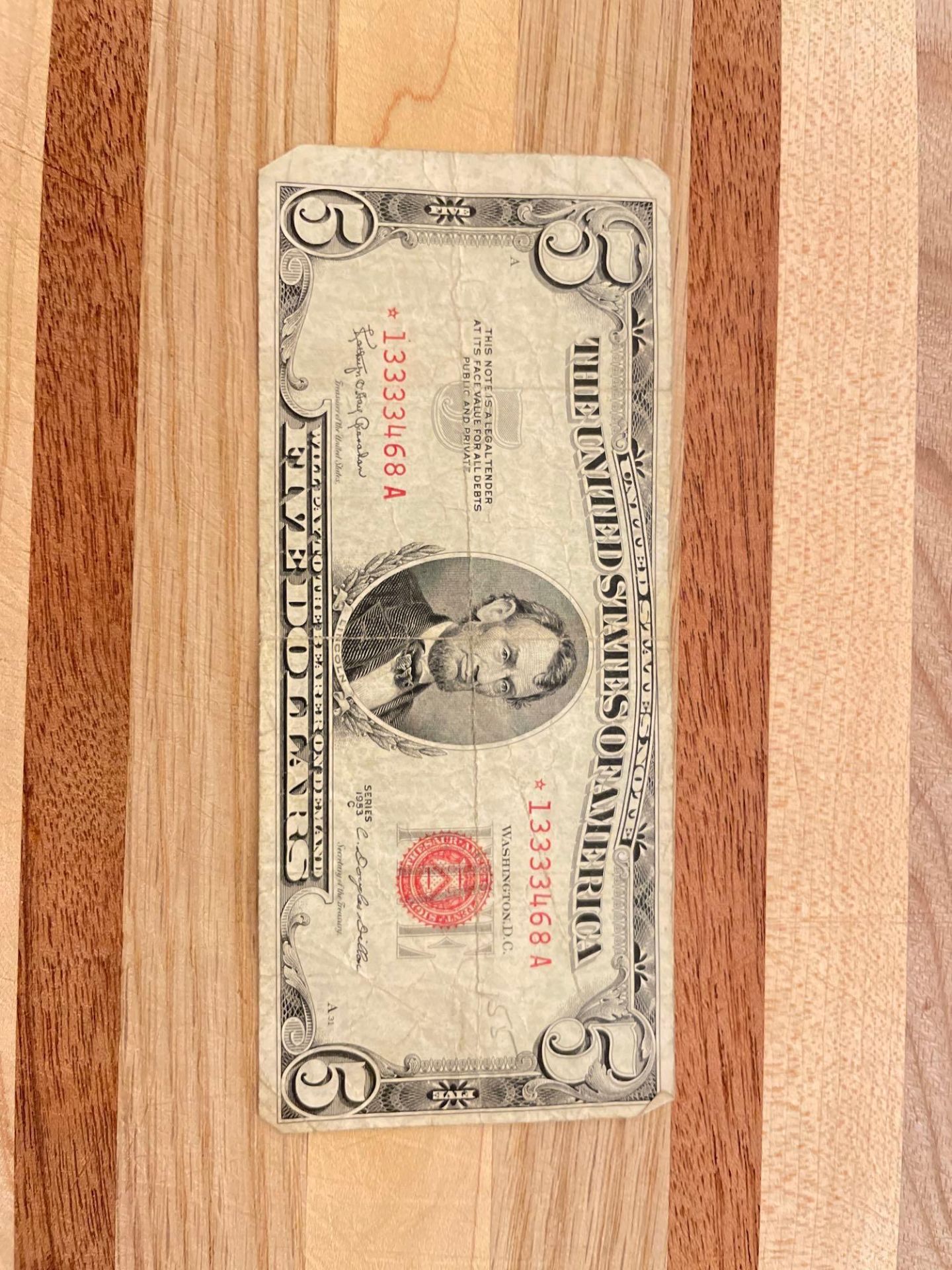 1953C $5 Red Seal Star Note