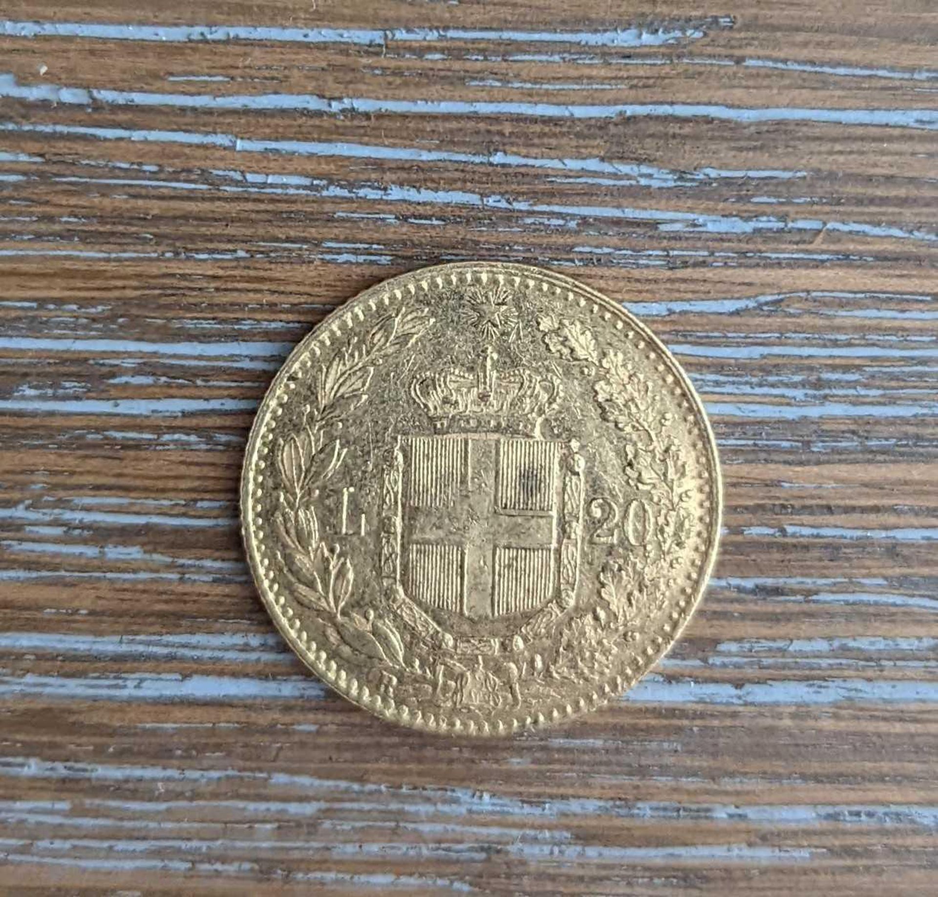 1882 gold 20 lire Umberto - Image 2 of 2