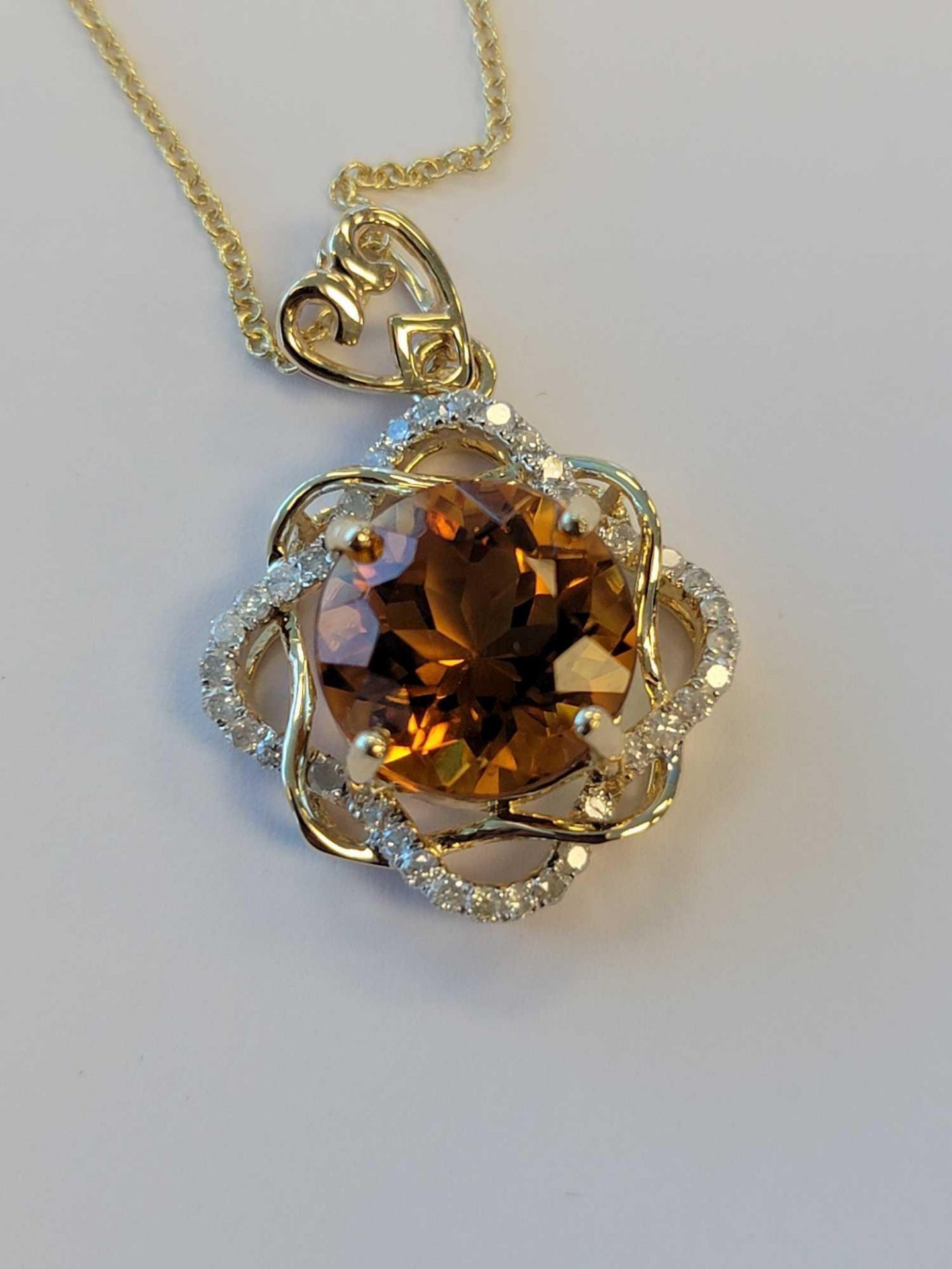 14KT Yellow Gold Diamond and Citrine Necklace - Image 2 of 8