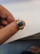 14KT yellow gold diamond and opal ring