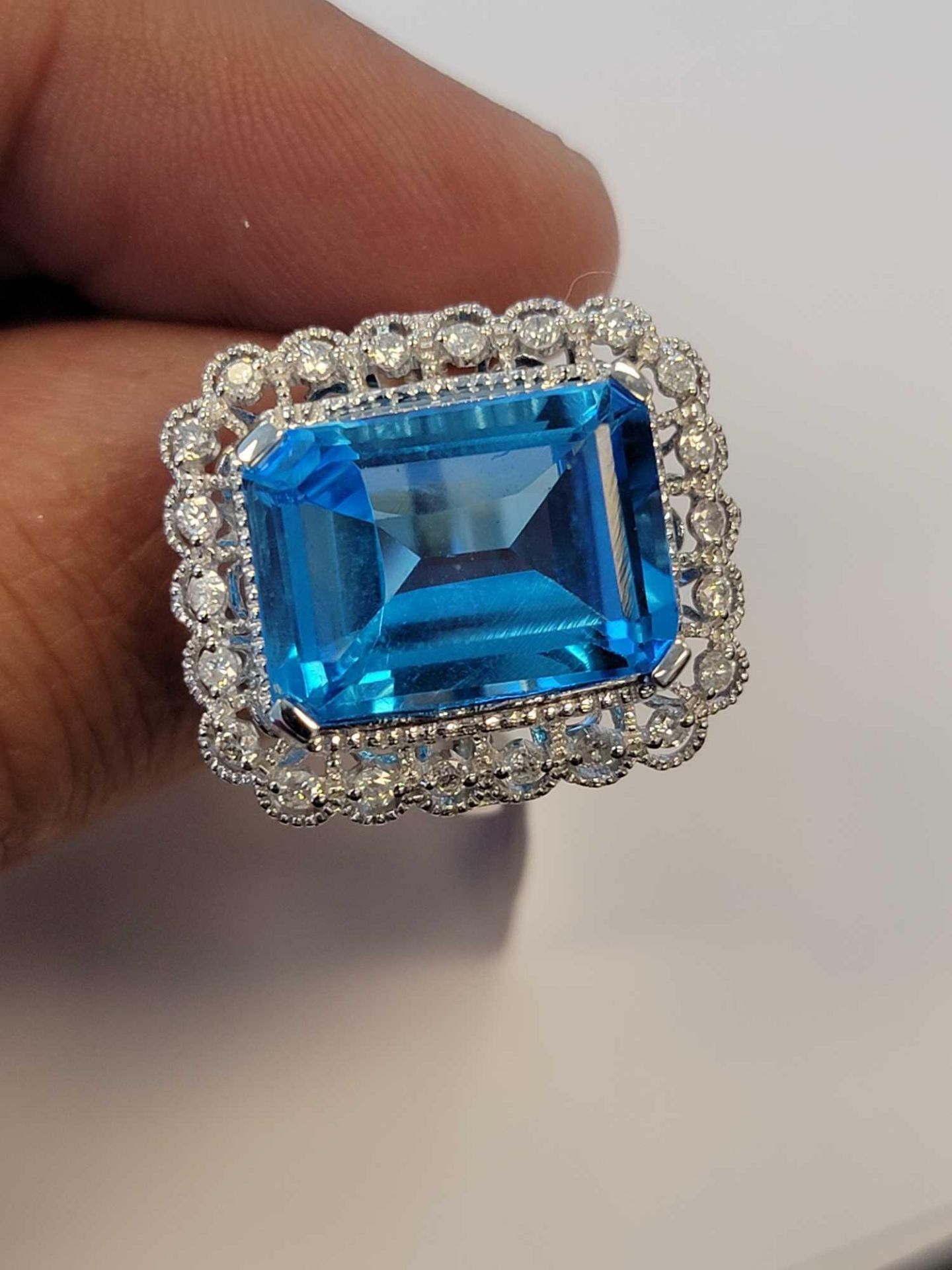 14KT Diamond and Blue Topaz Ring - Image 2 of 8