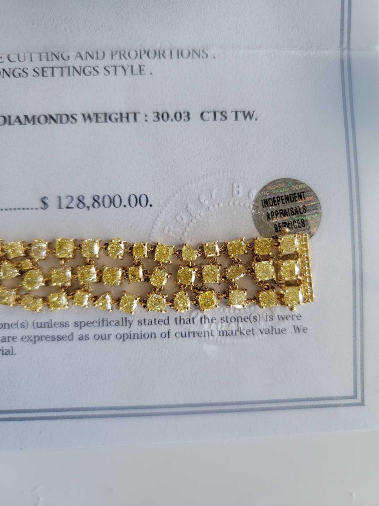 18KT Gold, 30 Carat Intense (canary) yellow diamond bracelet - Image 6 of 21