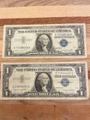 (2) 1957A $1 Silver Certificates