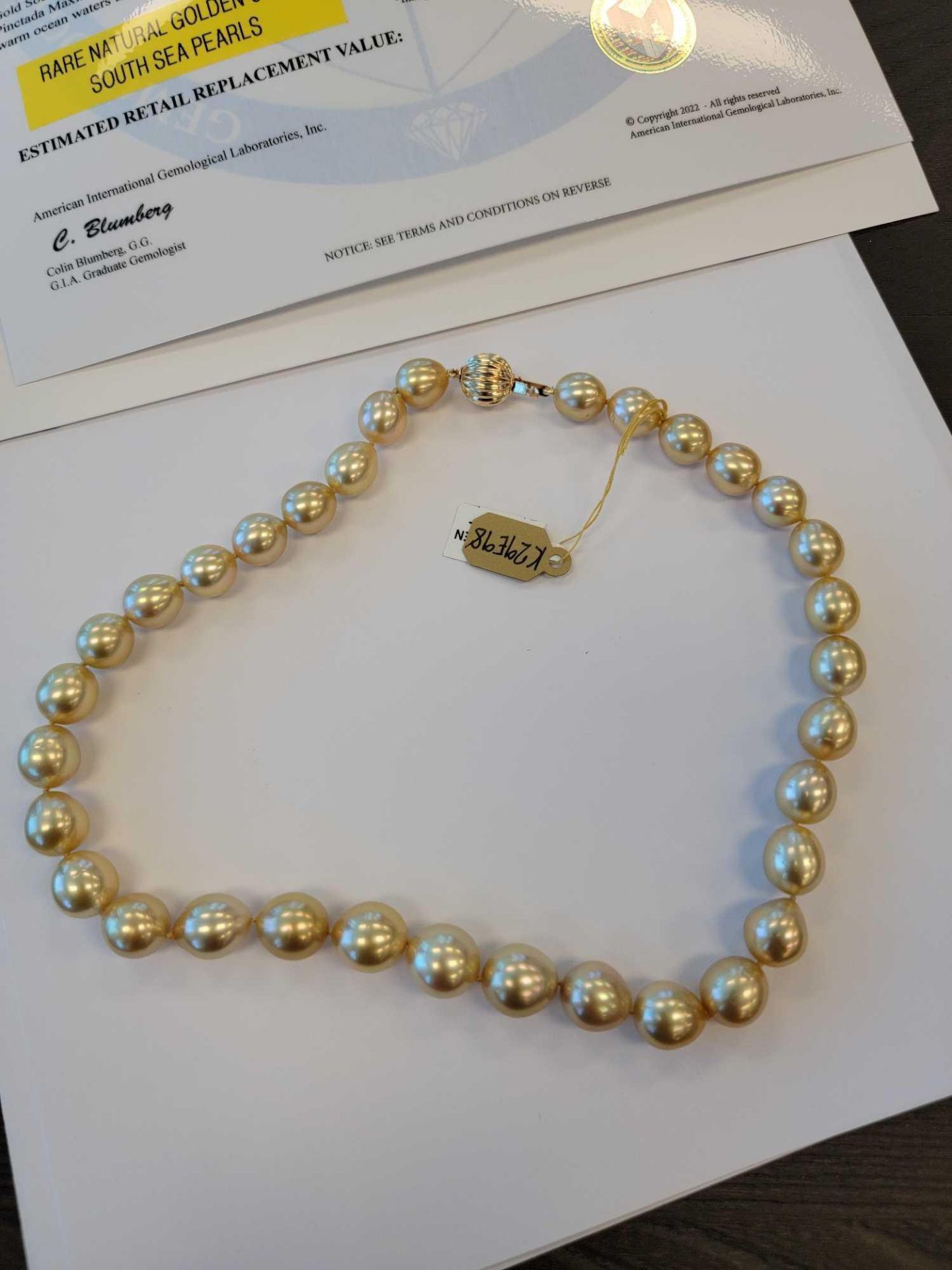 Rare Natural Golden South Sea Pearls, 33 south sea pearls