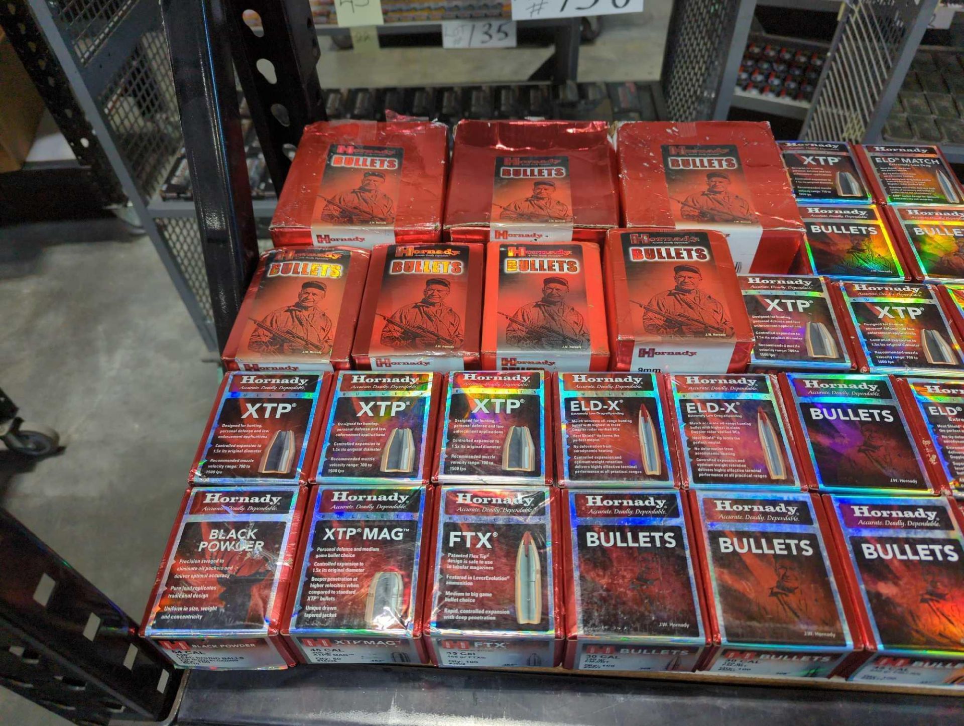 Shelf of Hornady: 54, 45, 35, 30, 10mm, 6.5mm, 17, 22, 38, and 7.62x39 - Image 2 of 8
