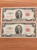 (2) 1953 $ Red Seal Notes VG