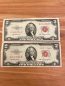 (2) 1953 $ Red Seal Notes