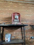 shop table and Lincoln idealarc welder