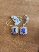 Tanzanite and Diamond Earrings, 5.82 cts tanzanite, 4.7 ctw diamonds