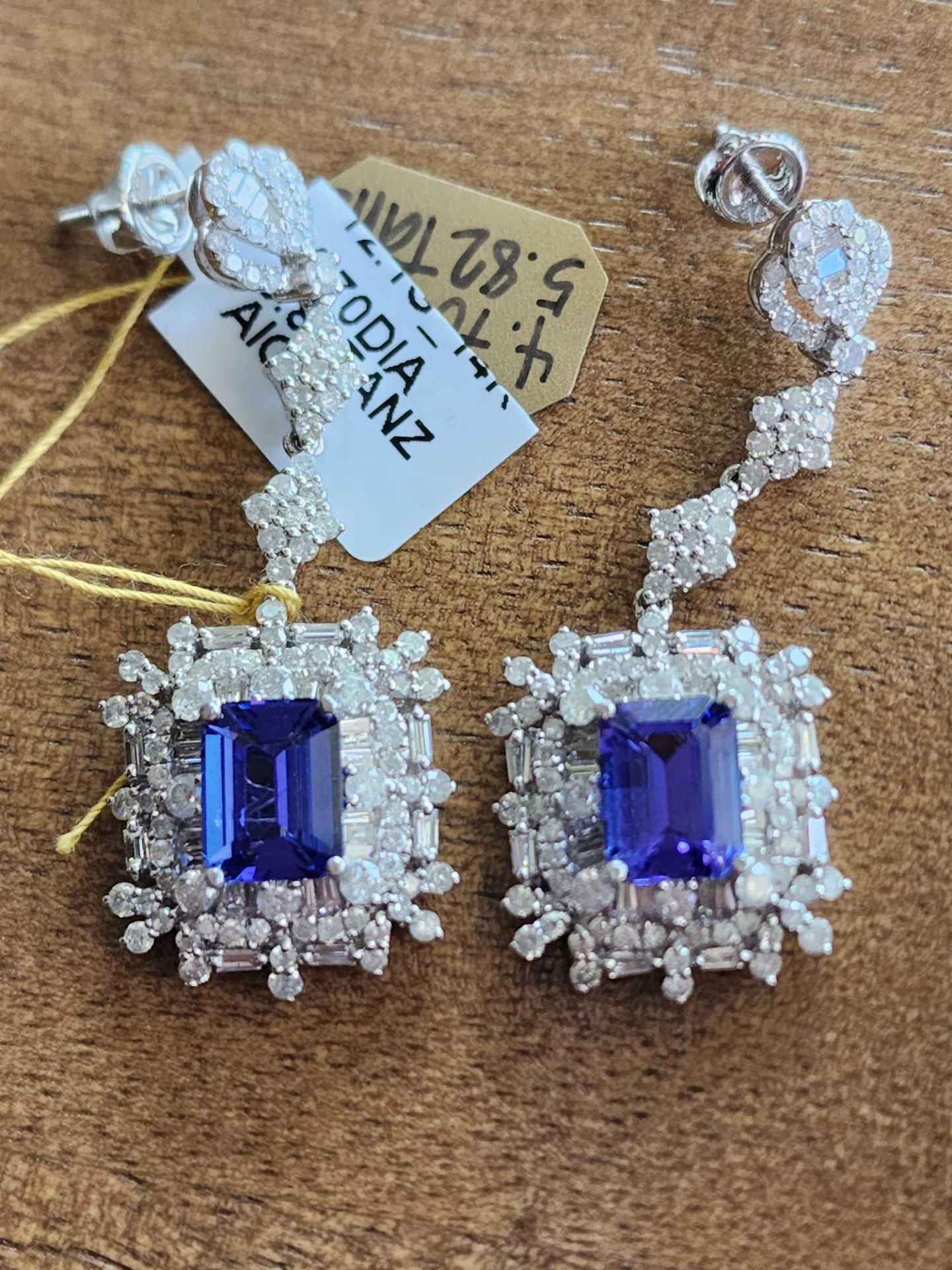 Tanzanite and Diamond Earrings, 5.82 cts tanzanite, 4.7 ctw diamonds - Image 2 of 8