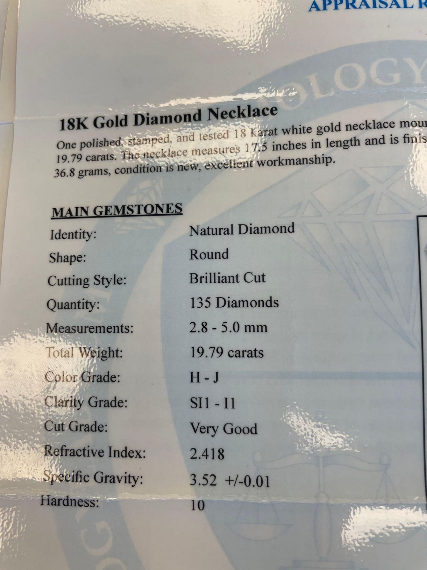18KT Diamond Necklace 19.79 cts diamond - Image 2 of 7