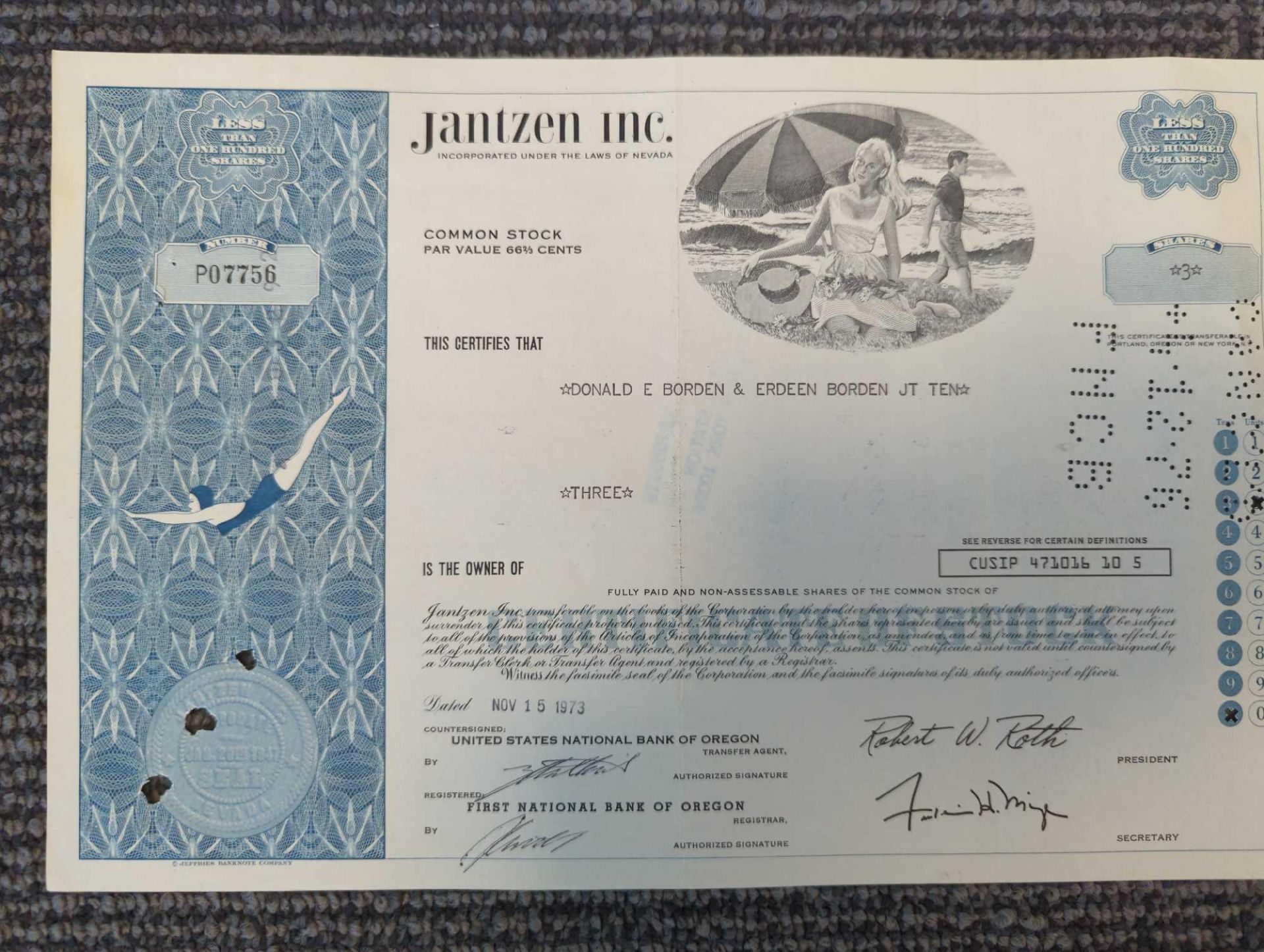 Jantzen mc. stock certificate - Image 2 of 3