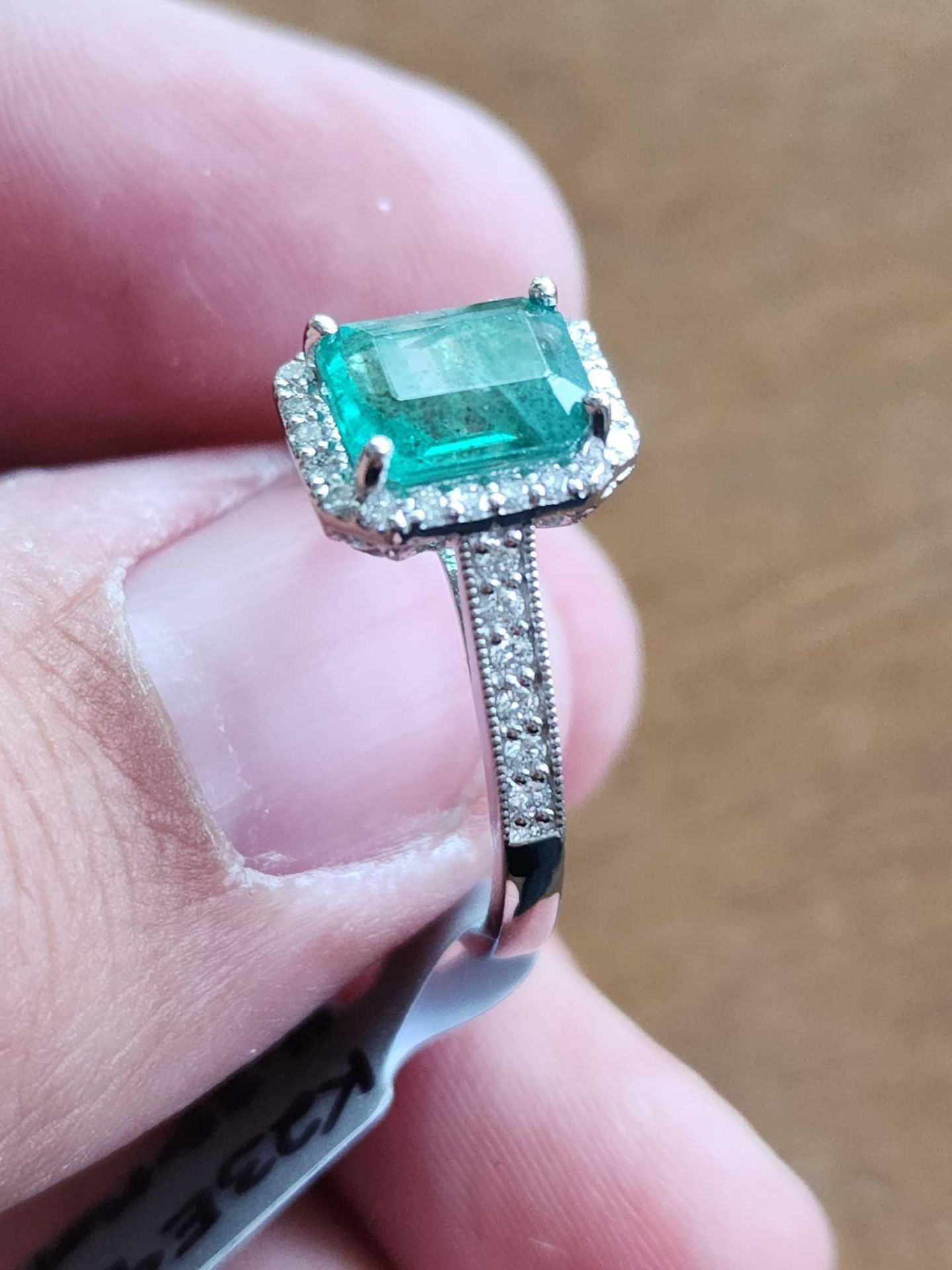 Platinum Emerald and Diamond Ring - Image 2 of 7