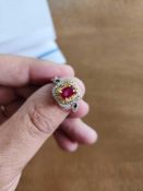 Platinum Burmese Ruby and Diamond Ring 1.34 cts Ruby, .65 Cts diamond