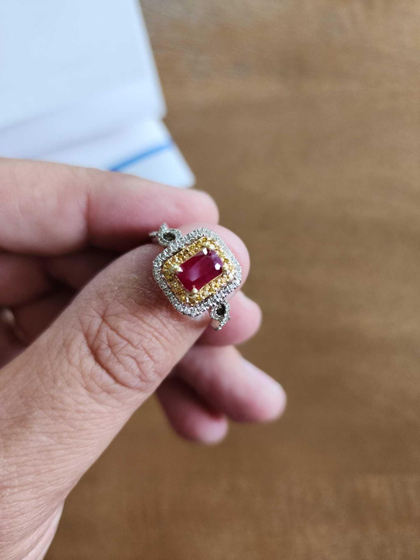 Platinum Burmese Ruby and Diamond Ring 1.34 cts Ruby, .65 Cts diamond