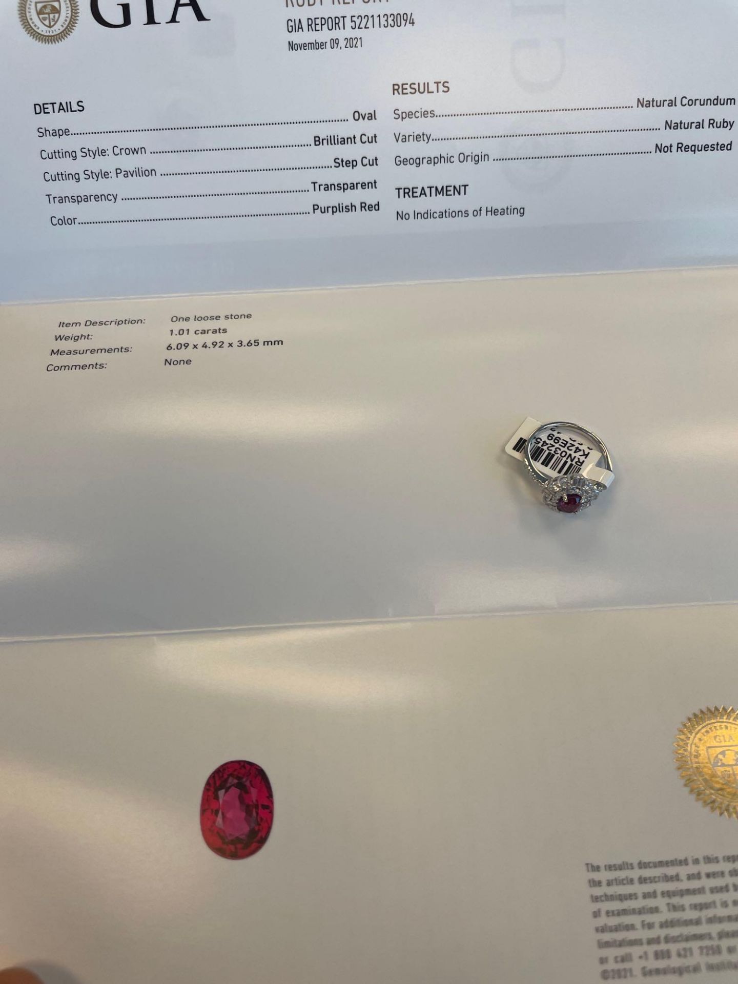 18K White Gold Ruby Corundum Diamond Ring - Image 3 of 9