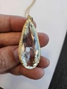 14K Gold Aquamarine & Diamond Pendant 30.51 ct with 43 diamonds