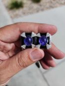 Platinum natural tanzanite zoisite and diamond earrings 14.18 Total cts