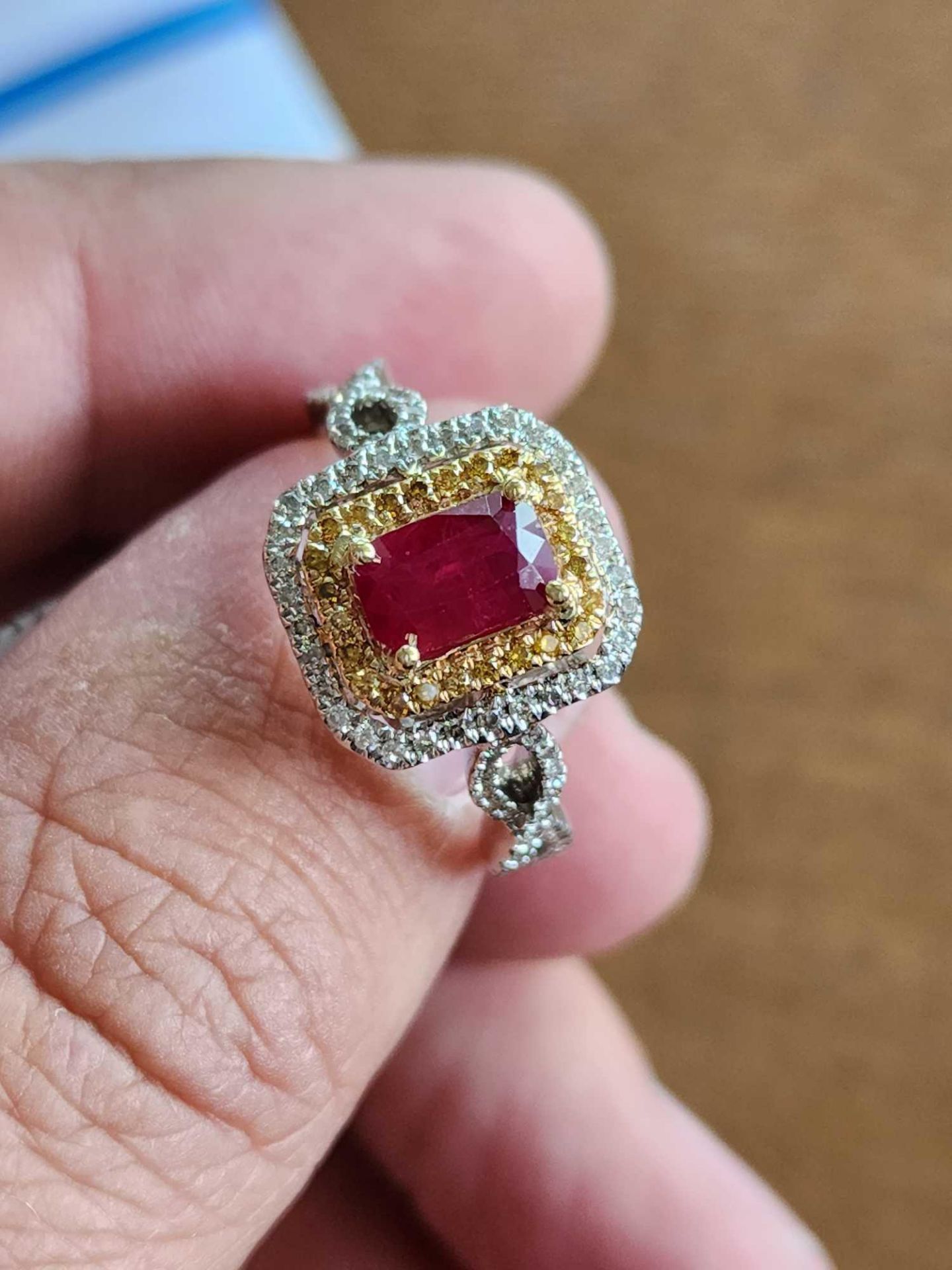 Platinum Burmese Ruby and Diamond Ring 1.34 cts Ruby, .65 Cts diamond - Image 2 of 12