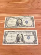 (2) 1957-B $1 Silver Certificates