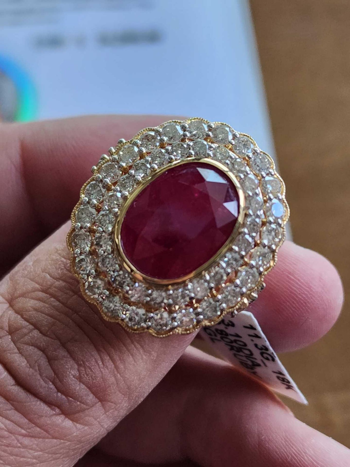 18KT Gold Ruby and Diamond Ring, 9.80 cts Ruby, 3.10 cts Diamond - Image 2 of 6