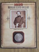 1890 Morgan Dollar Uncirculated condition with John Fremont Stamp and Facts
