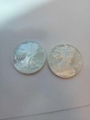 2 Walking Liberty style Silver coins