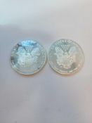 2 Walking Liberty style Silver coins