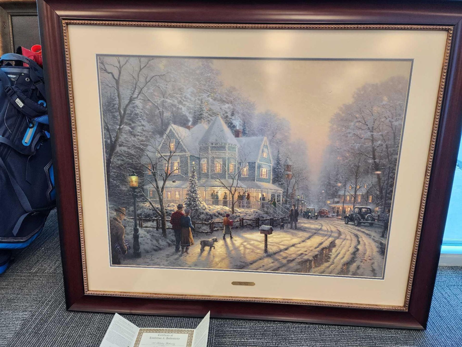 A Holiday Gathering by Thomas Kinkade 25x34. with frame and certificate - Image 2 of 6
