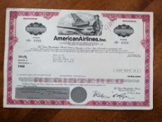 American Airlines, Inc. - Original Stock (Loan) Certificate - 1982