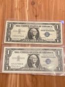 (2) 1957 $1 Silver Certificate Star Notes