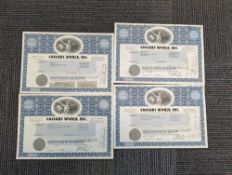 4 Caesars World Inc Stock Certificates
