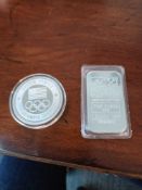 Olympic silver coin and Johnson Matthey Coin
