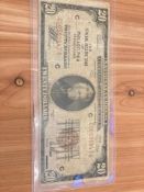 (1) Rare 1929 $20 Federal Reserve Note Philadelphia PA