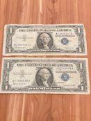 (2) $1 1957 Silver Certificates