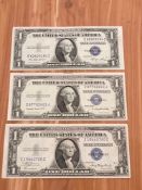 (3) 1935 $1 Silver Certificates AU