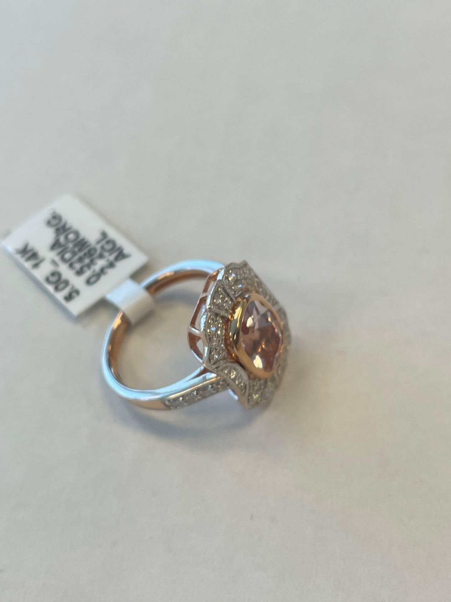 14KT Morganite & Diamond Ring 2.26 cts Morganite/ .52 cts Diamond - Image 6 of 8