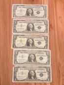 (5) 1957 $1 Silver Certificates