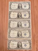 (5) 1935 $1 Silver Certificates