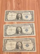 (3) $1 1957 Silver Certificates