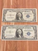 (2) $1 1935 G Silver Certificates