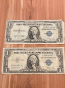 (2) $1 1935 E Silver Certificates