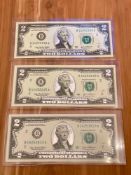 (3) $2 Silver Leaf/Foil Notes