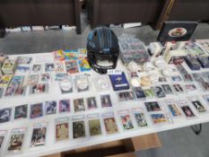 miscellaneous sports memorabilia cards helmets baseballs some signed and more